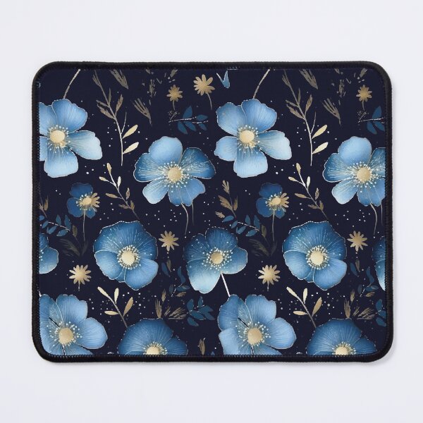 Item preview, elegant blue flora pattern print designed and sold by DREAMYOND.