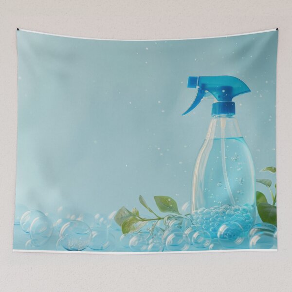 Item preview, Cleaning spray bottle in soapy lather background with copy space, AI Generated designed and sold by dvoevnore.