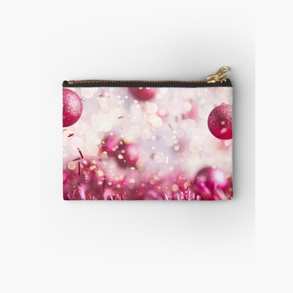 Item preview, Shiny pink Christmas ornament hanging on pink tree with confetti, background, AI Generated designed and sold by dvoevnore.