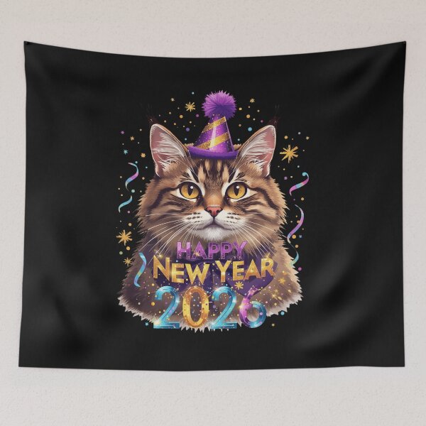 Item preview, 2026 New Year Cat in Santa Hat designed and sold by Graphizia.