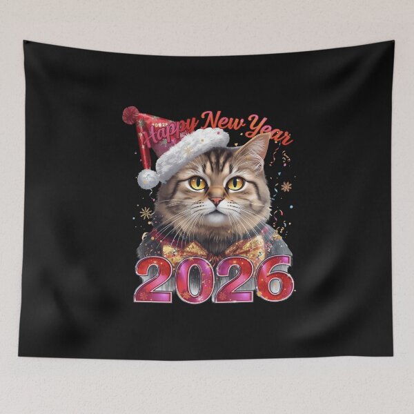 Item preview, ​Purrfect 2026 New Year Cat in Santa Hat designed and sold by Graphizia.