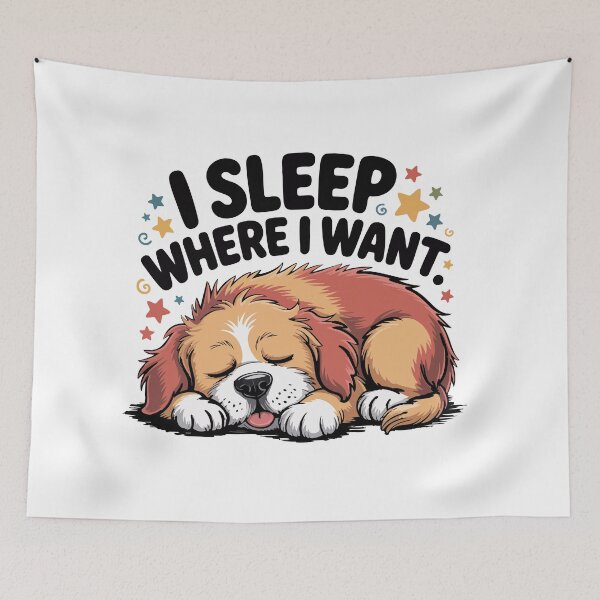 Item preview, Funny Dog Bed Thief Sleeping Graphic Vibrant Illustration designed and sold by Tong4130.