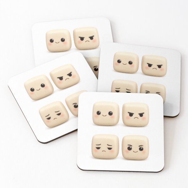 Item preview, Cute Tofu Mood Faces | Kawaii Fun Food Expression Set Art designed and sold by Moons Studio.