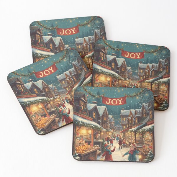 Item preview, Joyful Christmas Market – Cottagecore Holiday Village Art designed and sold by Deezyned.