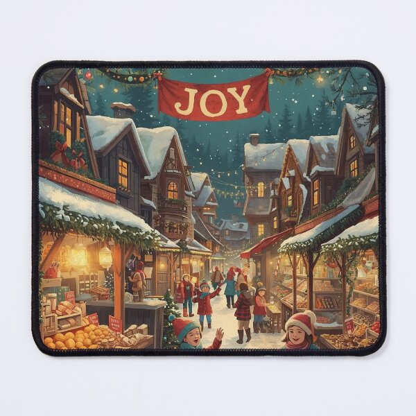 Item preview, Joyful Christmas Market – Cottagecore Holiday Village Art designed and sold by Deezyned.