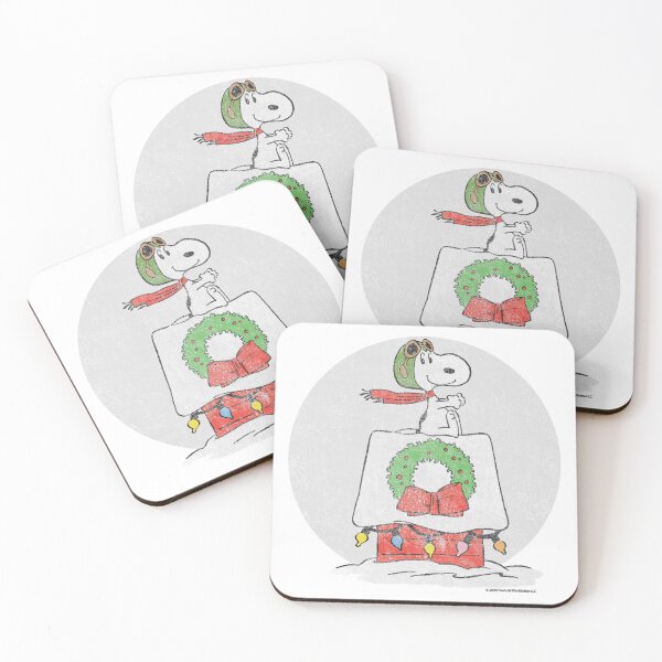 Item preview, Peanuts Christmas Puppy on Rooftop – Festive Winter Retro Art designed and sold by Amaya John.