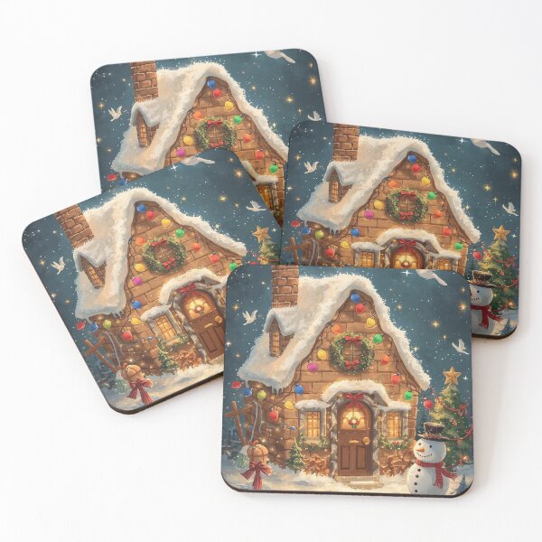 Item preview, Joy Lights of the Cottage – Vibrant Christmas Nightscape designed and sold by Deezyned.