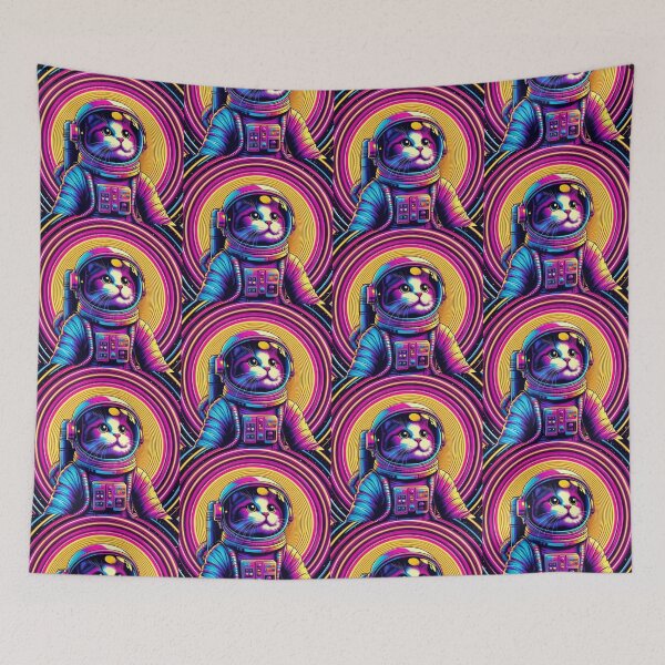 Item preview, Cosmic Catstronaut in Neon Orbit designed and sold by Dogandesighn.