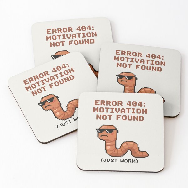 Item preview, Error 404 Motivation Not Found – Pixel Worm with Sunglasses designed and sold by SplashTastic.