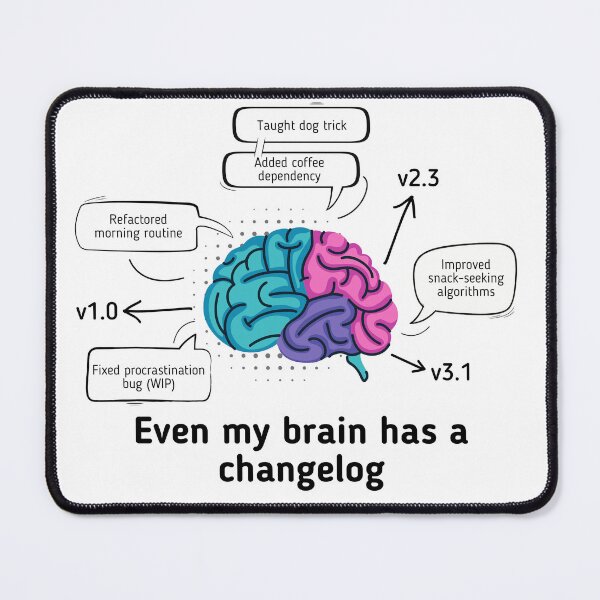 Item preview, Even My Brain Has a Changelog - Developer Humor Shirt designed and sold by SeriousTees.