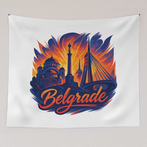 Item preview, Belgrade, capital city of Serbia, silhouette dynamic, magnificent, gift designed and sold by Pineapple-Tree.