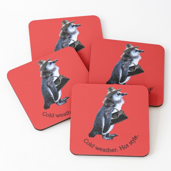 Item preview, Cold weather. Hot style. | Stylish penguin lady with hat, scarf & bag designed and sold by Katja LebenFreude.