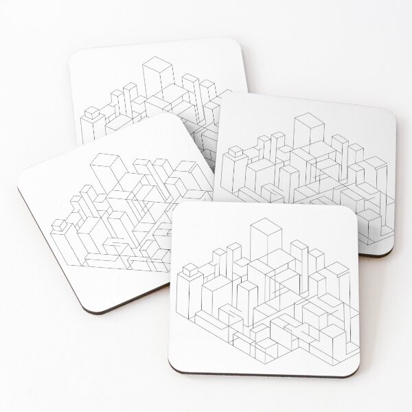Item preview, Minimalist Isometric Cityscape Line Art | Geometric Abstract Architecture Sketch | Urban Blueprint Design designed and sold by Badis  Mardessi.