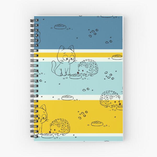 Item preview, Cute Cats and Hedgehogs Sharing Food on Colorful Stripes designed and sold by SmilingAnny.