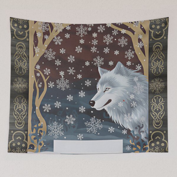 Item preview, Woven Paper Tapestry - Serene Winter Mood with Cascading Snowflakes & Custom Center Space designed and sold by ZyxDes.