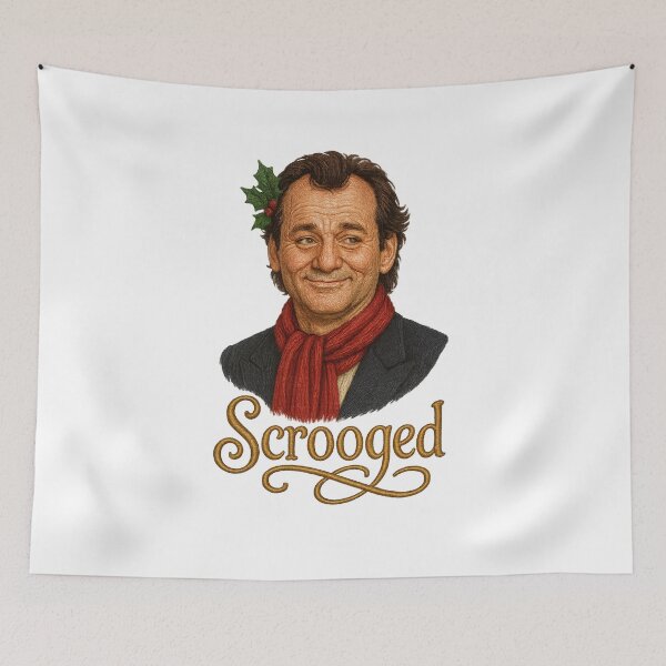Item preview, Scrooged Bill Murray Faux Embroidery Christmas Portrait - Funny Holiday Movie Sticker Classic Tee designed and sold by GeniePixel.