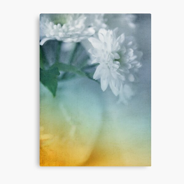 Whispery White Vintage in Vase Metal Print