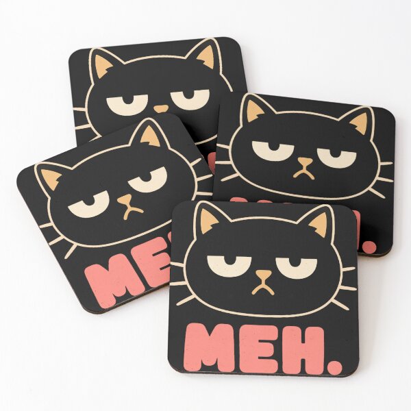 Item preview, MEH Funny Grumpy Black Cat Face Minimalist Sarcastic Mood designed and sold by haitrieuic96.
