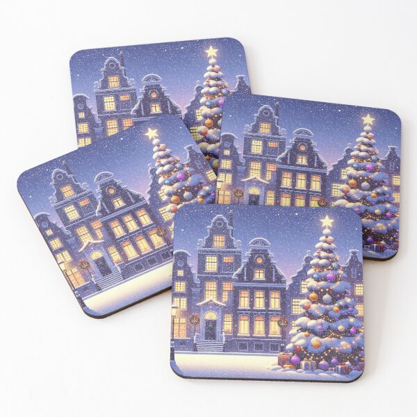 Item preview, Magical Amsterdam in the Snow – Dutch Christmas City Scene with Canals and Tree Lights designed and sold by Sugar Wisdom .