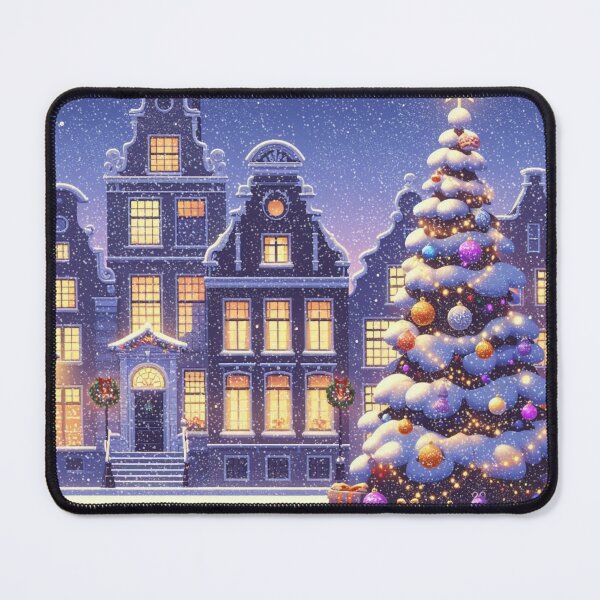 Item preview, Magical Amsterdam in the Snow – Dutch Christmas City Scene with Canals and Tree Lights designed and sold by Sugar Wisdom .
