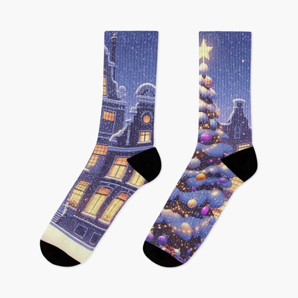 Item preview, Magical Amsterdam in the Snow – Dutch Christmas City Scene with Canals and Tree Lights designed and sold by Sugar Wisdom .