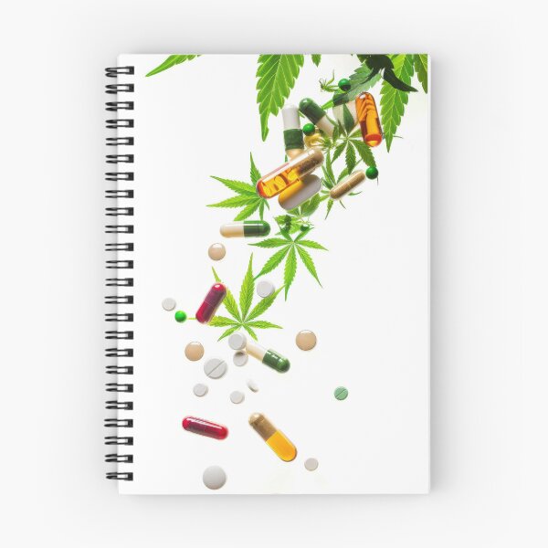 Item preview, Colorful pills and cannabis leaves scattered on white background, AI Generated designed and sold by dvoevnore.