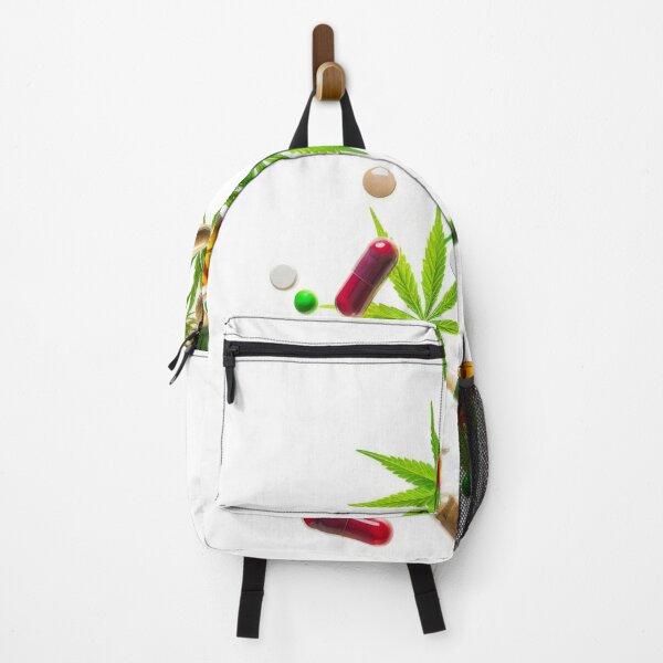 Item preview, Colorful pills and cannabis leaves scattered on white background, AI Generated designed and sold by dvoevnore.