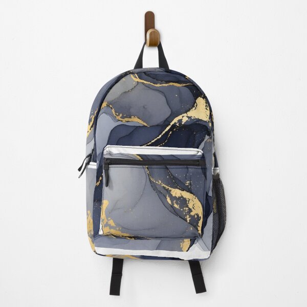 Item preview, Luxury Navy Blue Alcohol Ink Abstract | Gold Glitter Lines Aesthetic Art | Modern Fluid Marble Design designed and sold by Badis  Mardessi.