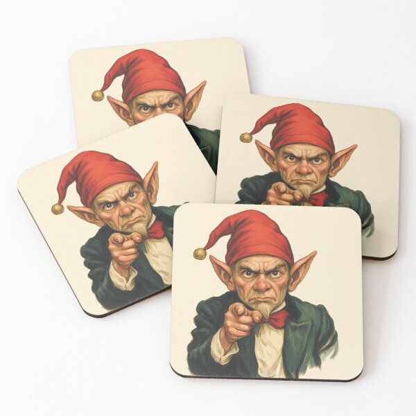 Item preview, Angry Christmas Elf Pointing. Vintage Grumpy Christmas Humor designed and sold by charlypicazo.