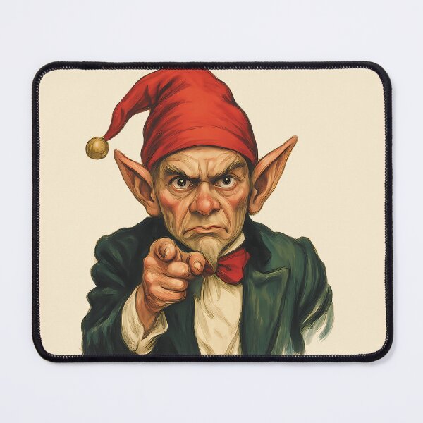 Item preview, Angry Christmas Elf Pointing. Vintage Grumpy Christmas Humor designed and sold by charlypicazo.