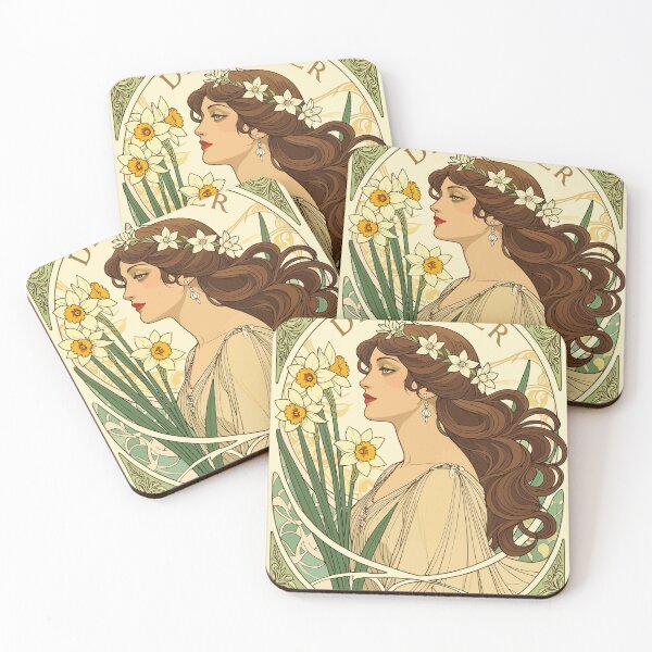 Item preview, December Birthday Narcissus Art Nouveau Illustration designed and sold by taiche.