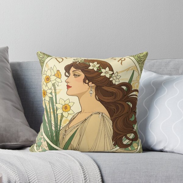 Item preview, December Birthday Narcissus Art Nouveau Illustration designed and sold by taiche.