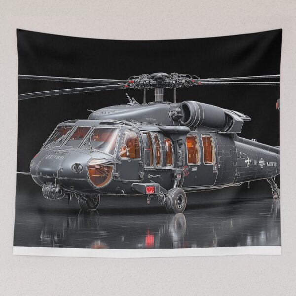 Item preview, The Black Hawk During Maintenance at the Desert in Combat Readiness designed and sold by Skyframe Aviation.