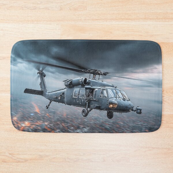 Item preview, Military Black Hawk Resting on the Airfield at Open Farmland after Mission Completion designed and sold by Skyframe Aviation.