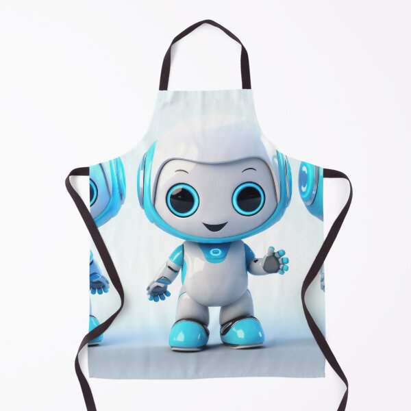 Item preview, Three Cute robot friendly digital assistant character with glowing blue lights, AI generated designed and sold by dvoevnore.