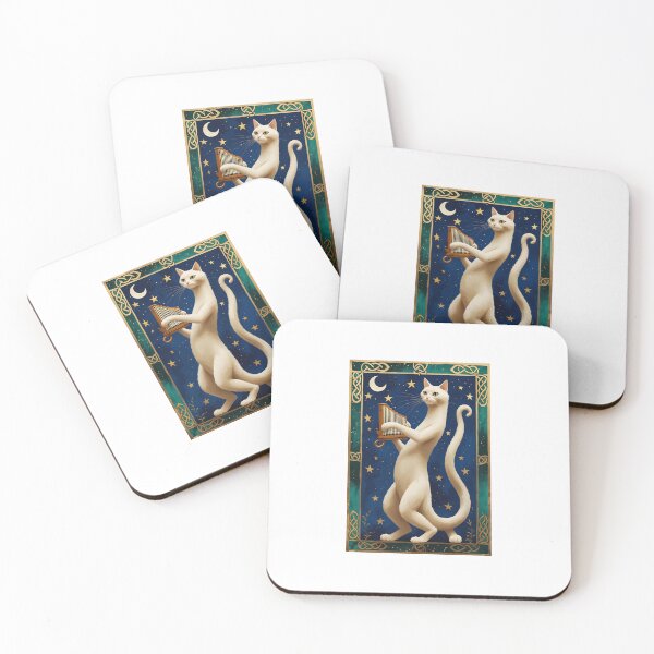 Item preview, Cream Cat Playing Organ Medieval Art designed and sold by PictorialWhimsy.