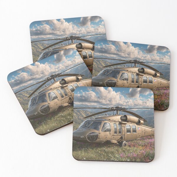 Item preview, Combat Black Hawk Parked at the Valley Below in Cold Weather designed and sold by Skyframe Aviation.