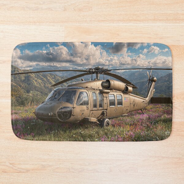 Item preview, Combat Black Hawk Parked at the Valley Below in Cold Weather designed and sold by Skyframe Aviation.