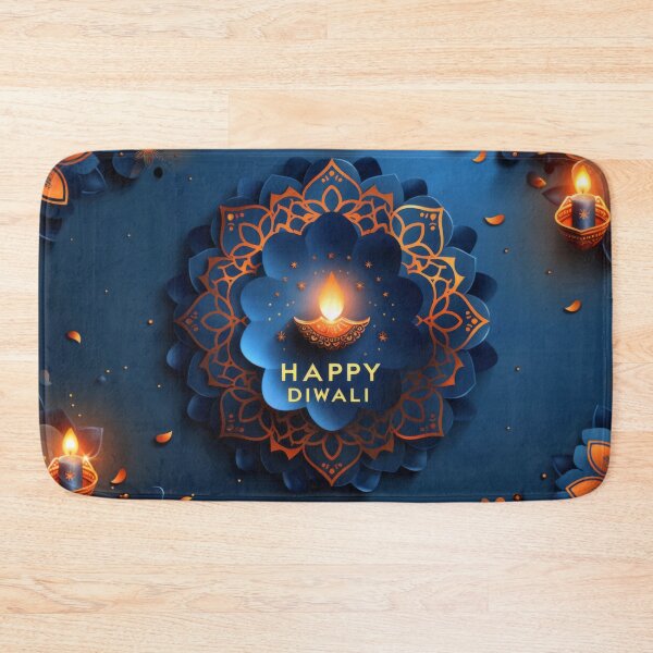 Item preview, Happy Diwali text with floral mandala art and decorative elements, background, AI Generated designed and sold by dvoevnore.