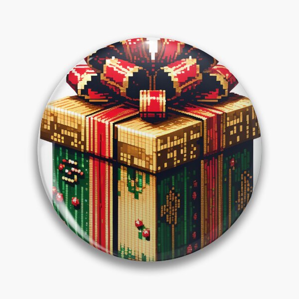 Item preview, Cute Pixel Christmas Gift Box with Gold Ribbon designed and sold by BankMano.