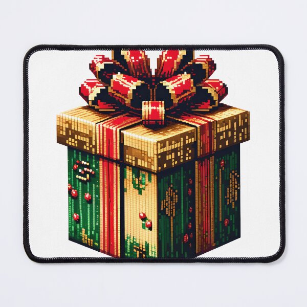 Item preview, Cute Pixel Christmas Gift Box with Gold Ribbon designed and sold by BankMano.