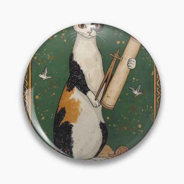Artikelvorschau, Calico-Katze, Kompass, Mittelalterliche Kunst entworfen und verkauft von PictorialWhimsy.