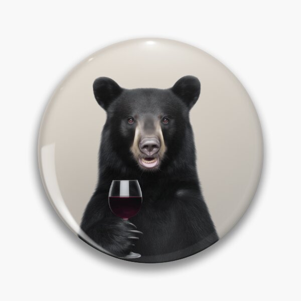 Item preview, Black Bear Holding a Glass of Red Wine designed and sold by LazyOwlStore.