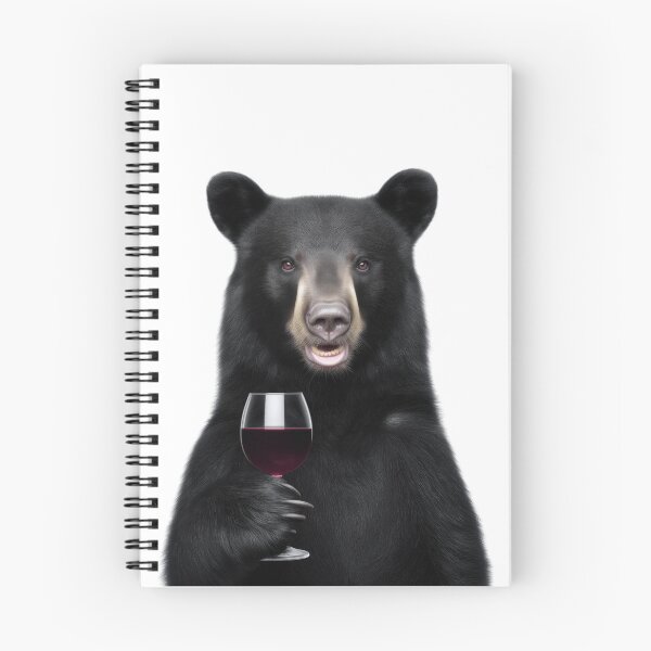 Item preview, Black Bear Holding a Glass of Red Wine designed and sold by LazyOwlStore.