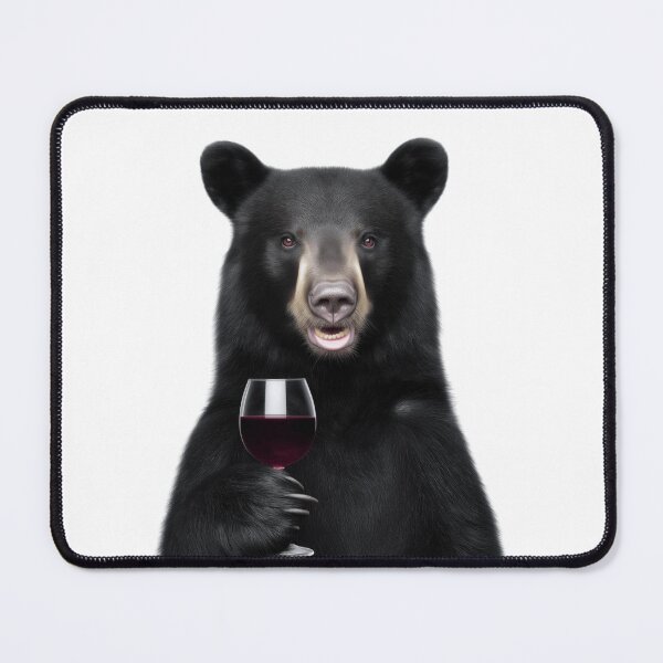 Item preview, Black Bear Holding a Glass of Red Wine designed and sold by LazyOwlStore.