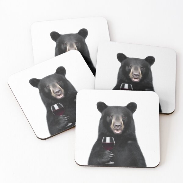 Item preview, Black Bear Holding a Glass of Red Wine designed and sold by LazyOwlStore.