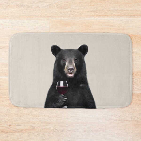 Item preview, Black Bear Holding a Glass of Red Wine designed and sold by LazyOwlStore.
