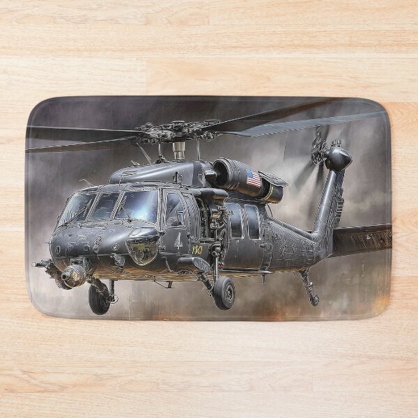 Item preview, Combat Black Hawk Flying Low Across the Forward Operating Base at Dusk designed and sold by Skyframe Aviation.