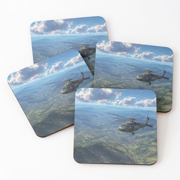Item preview, Combat Black Hawk Landing at Mountain Terrain under Stormy Clouds designed and sold by Skyframe Aviation.