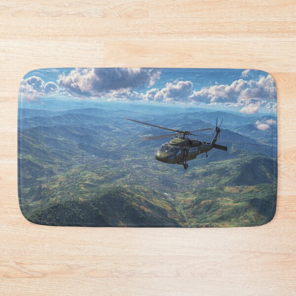 Item preview, Combat Black Hawk Landing at Mountain Terrain under Stormy Clouds designed and sold by Skyframe Aviation.